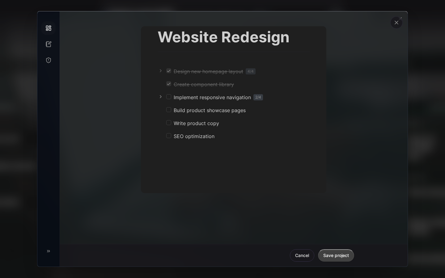 Project with tasks in different states