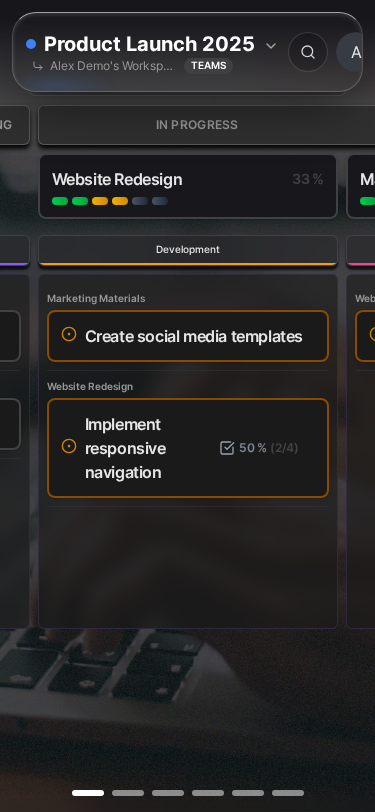 Kanban view with task columns (Mobile)