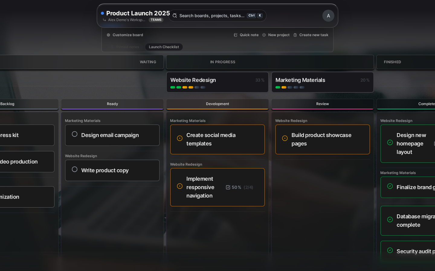 Main application layout (Desktop)
