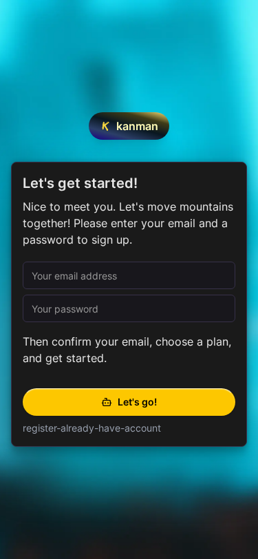 Sign up page (Mobile)