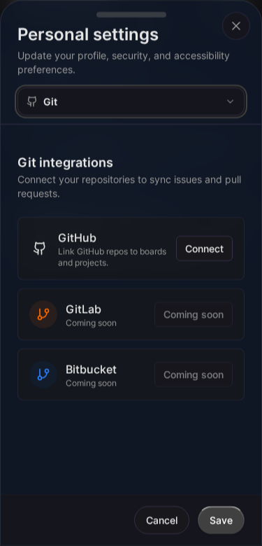 Git integrations (Mobile)