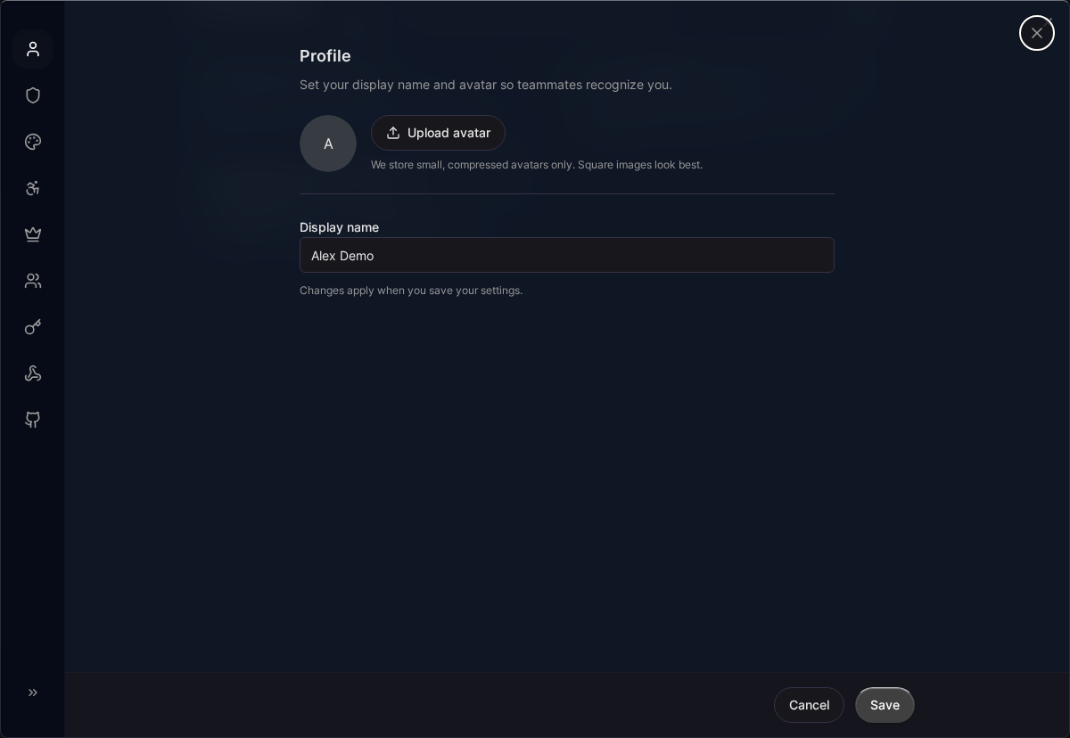 Profile settings (Desktop)